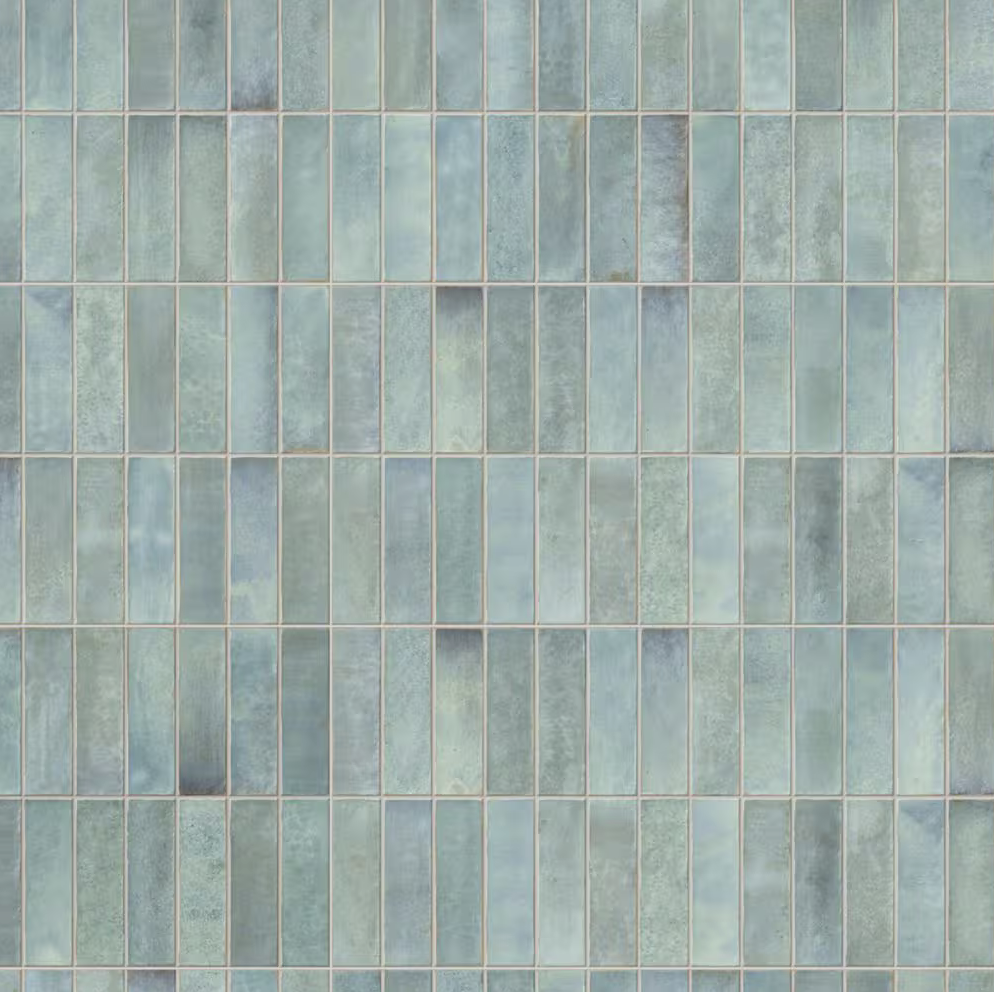 Sea glass subway tile used in bathroom and shower installations by Tile By Nic